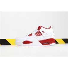 High Quality Kid Air Jordan 4 Shoes All white Red